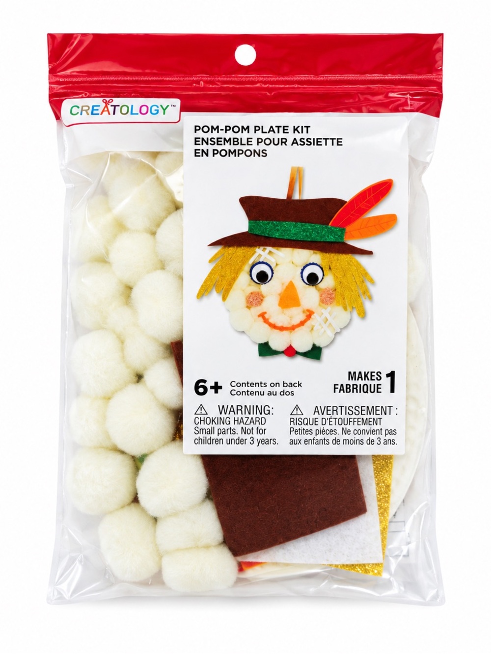 Happy Fall Thanksgiving Halloween Pom Pom Kids Craft Kit 6+ Scarecrow